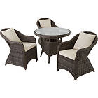 Rattan garden furniture set Zurich with 3 armchairs and table grey Grey