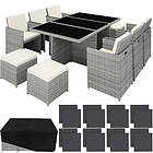 Rattan garden furniture set New York with protective cover, variant 2 light grey