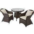 Rattan garden furniture set Zurich with 2 armchairs and table grey Grey