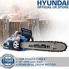 Hyundai Electric Chainsaw 2400W 230V 16" 40cm Oregon Bar & Chain Long 12m Cord