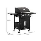 Outsunny 3 Burner Deluxe Gas BBQ