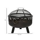 Outsunny Round Steel Fire Pit with Cooking Grate 61.5cm