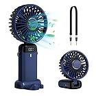 Handheld Lychico Fan, Mini Portable Fan with 5 Adjustable Speeds, USB Rechargeable Small Pocket Fan with Lanyard and Base, Built-in 5000mAh 