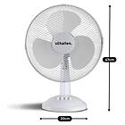 Schallen Branded Home & Office Electric 12" 3 Speed Electric Oscillating Worktop Desk Table Air Cooling Fan (White)