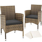 TecTake 2 garden chairs rattan 4 seat covers model 1 nature/dark grey