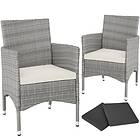 TecTake 2 garden chairs rattan 4 seat covers model 1 light grey/cream