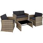 TecTake Rattan garden set Lucca 4 Seats, 1 Table nature/dark grey