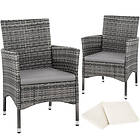 TecTake 2 garden chairs rattan 4 seat covers model 1 grey/light grey