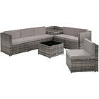 TecTake Garden corner set Verona 6 Seats, 1 Table grey