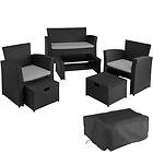 TecTake Rattan garden furniture set Modena 4 seats & 1 table black/grey