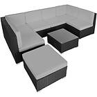 TecTake Garden corner sofa set Venice 7 seats & 1 table black/grey