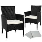 TecTake 2 garden chairs rattan 4 seat covers model 1 black/beige