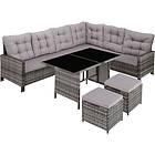 TecTake Rattan garden corner set Barletta 8 seats 1 table grey