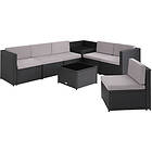 TecTake Garden corner set Verona 6 Seats, 1 Table black