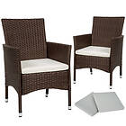 TecTake 2 garden chairs rattan 4 seat covers model 1 brown/beige