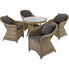 TecTake Rattan garden furniture set Zurich with 4 armchairs and table nature