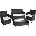 TecTake Rattan garden set Madeira 4 Seats, 1 Table black