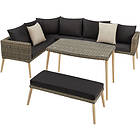 TecTake Rattan garden set Pula 7 seats, 1 table nature