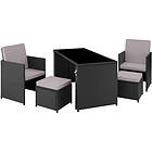 TecTake Rattan furniture set Palermo (2 chairs, 2 stools & 1 table) black/grey