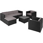 TecTake Rattan lounge set Lignano 6 Seats, 1 Table black