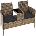 TecTake Garden bench with table poly rattan nature/dark grey