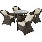 TecTake Rattan garden furniture set Zurich with 4 armchairs and table grey
