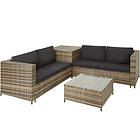 TecTake Rattan garden furniture lounge Siena nature/dark grey