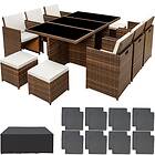 TecTake Rattan garden dining set New York 10 seats, 1 table black/brown