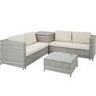 TecTake Rattan garden furniture lounge Siena - light grey/cream