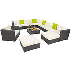 TecTake Rattan garden sofa set Las Vegas 11 Seats, 1 Table grey