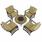 Byron Manor Bayfield Firepit 89Cm Coffee Table With 4 Windsor Deluxe Lounge Chair Set