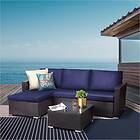 Teamson Home 3 Pcs Garden Furniture Rattan Table & Sofa Patio Set with Cushions