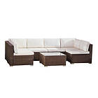 Teamson Home 7 Piece Woven Rattan Patio Sectional with Cushions and Coffee Table
