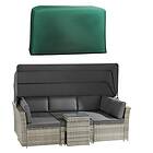 Garden Gear California Rattan Daybed with Cover Natural/Dark Grey