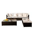 SleepOn 4 Piece Rattan Garden Patio Furniture Set Sofa Ottoman Coffee Table Choc