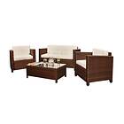 SleepOn Rattan 4 Seat Wicker Weave Garden Furniture Conservatory Sofa Set Brown