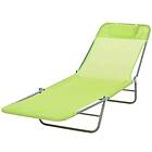 Outsunny Adjustable Sun Bed Garden Lounger Recliner Relaxing Camping Light Green