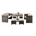 SleepOn 7Pc Rattan Garden Patio Furniture Set 2 Sofas 4 Stools & Dining Table With Waterproof Cover Grey