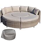 Outsunny 2 in 1 Rattan Dining Set Daybed Natural