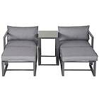 Outsunny 5 Piece Garden Conversation Set w/ 2 Footstools, End Table and Cushions