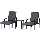 Outsunny 5Pcs Garden Recliner Sofa Footstool Coffee Table Set W/ Cushion