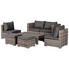 Outsunny 8Pc Outdoor Patio Furniture Set Weather Wicker Rattan Sofa Chair Grey