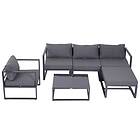 Outsunny 6 Piece Modular Garden Sofa Set Grey