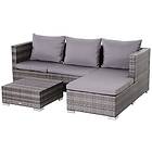 Outsunny 3pc Rattan Garden Furniture Storage Sofa Set Grey