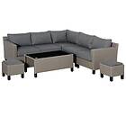 Outsunny 8pc PE Rattan Sofa Set w/ Tempered Glass Coffee Table and Cushions Grey