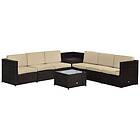 Outsunny 8pc Rattan Patio Sofa and Table Set w/ Storage Design, 6 Seater Corner 