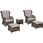 Outsunny 5pc Deluxe Garden Rattan Furniture Sofa Chair & Stool Table Set Brown