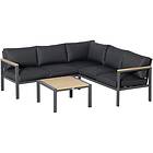 Outsunny 5 Seater L Shape Aluminium Garden Corner Sofa Set with Coffee Table Dar