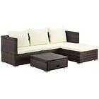 Outsunny 3pc Rattan Garden Furniture Storage Sofa Set Brown