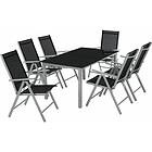 TecTake Garden Table and chairs furniture set 6+1 light grey